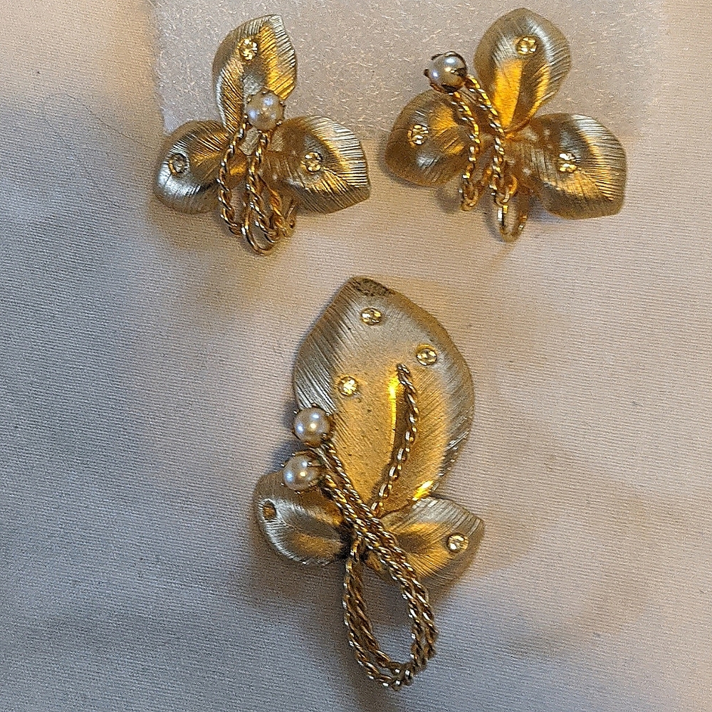 Beautiful both earrings with matching brooch